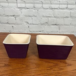 Set of TWO Longaberger Eggplant condiment dishes